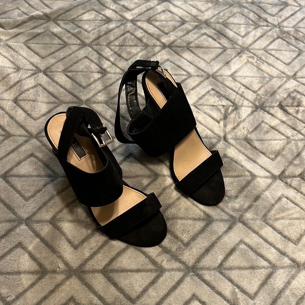 Forever 21 Black Suede Wedge Sandals